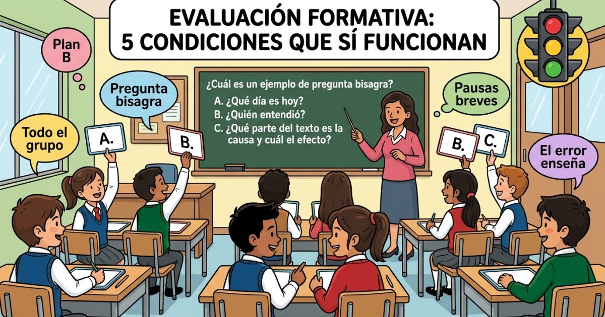 Evaluación formativa que sí funciona: 5 condiciones que todo docente NEM debería aplicar