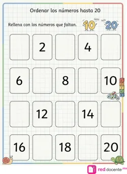 Ordenar números hasta 20